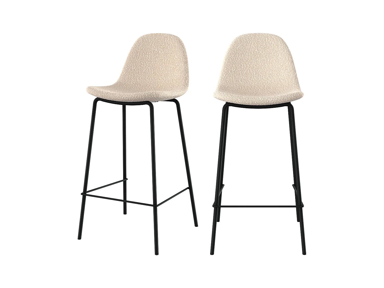 Lot de 2 chaises pour îlot central 65.5 cm en tissu bouclette beige - Henrik