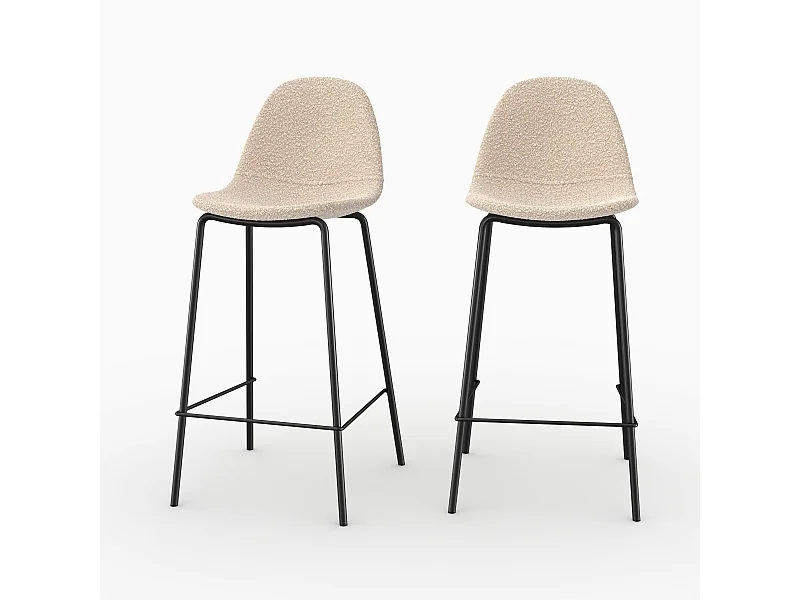 Set di 2 sedie per isola centrale in tessuto beige 65.5 cm - Henrik