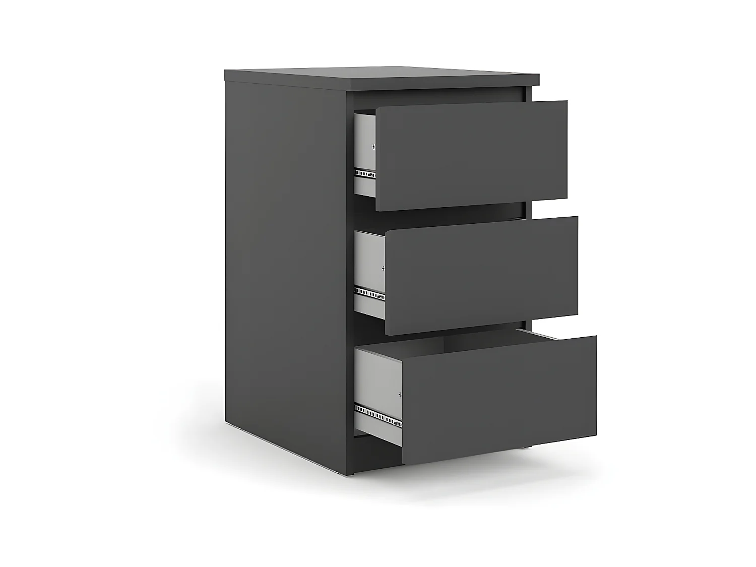 Nada Kommode niedrig und schmal 3 Schubladen, mattschwarz.