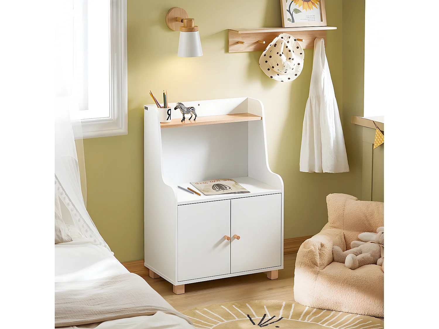 SoBuy KMB84-W Meuble de Rangement pour Chambre d'Enfant, Étagère de Rangement pour Jouets et Livres