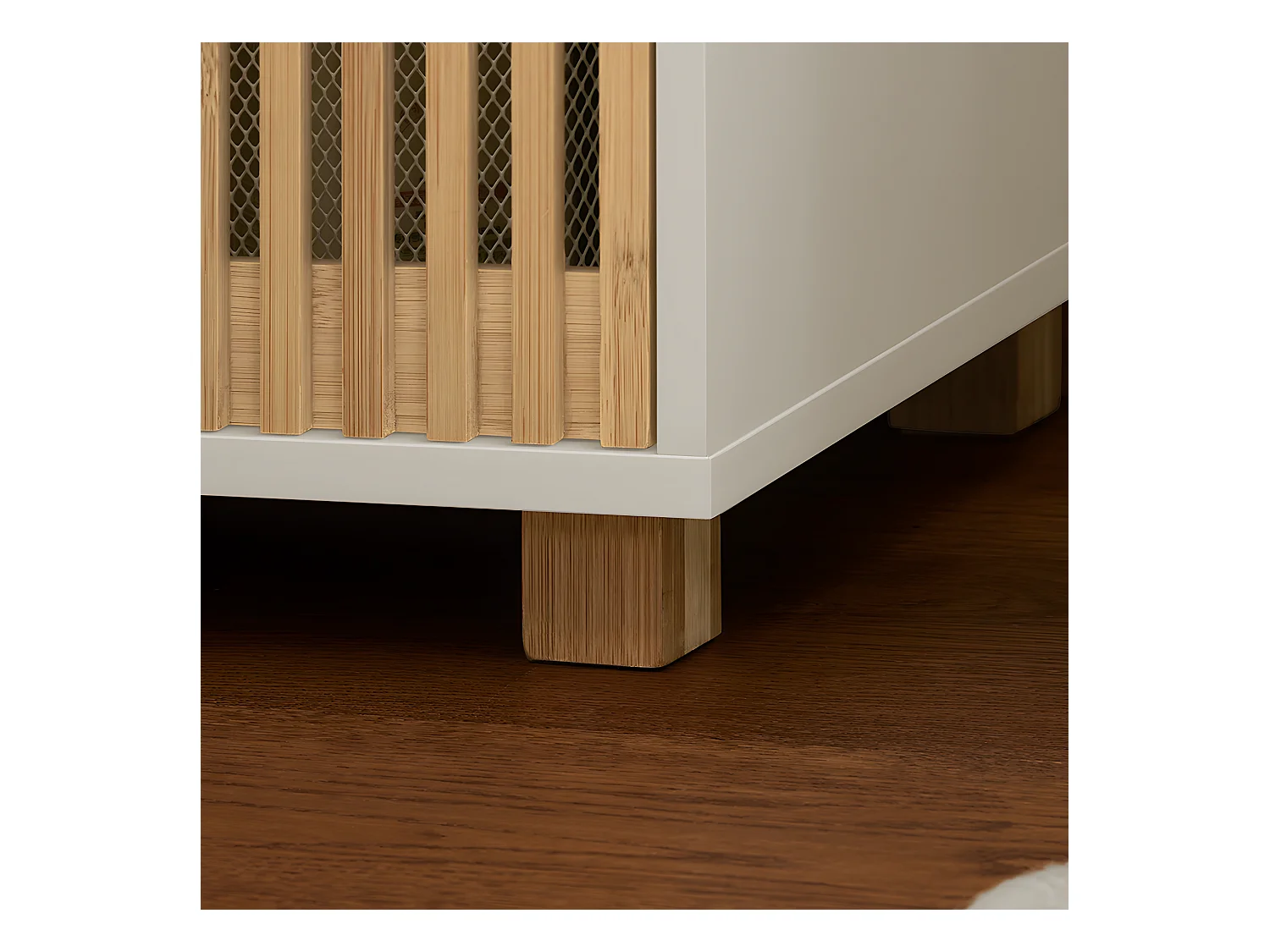 Wysoka szafka, kolumna łazienkowa z bambusowymi drzwiami BZR127-W