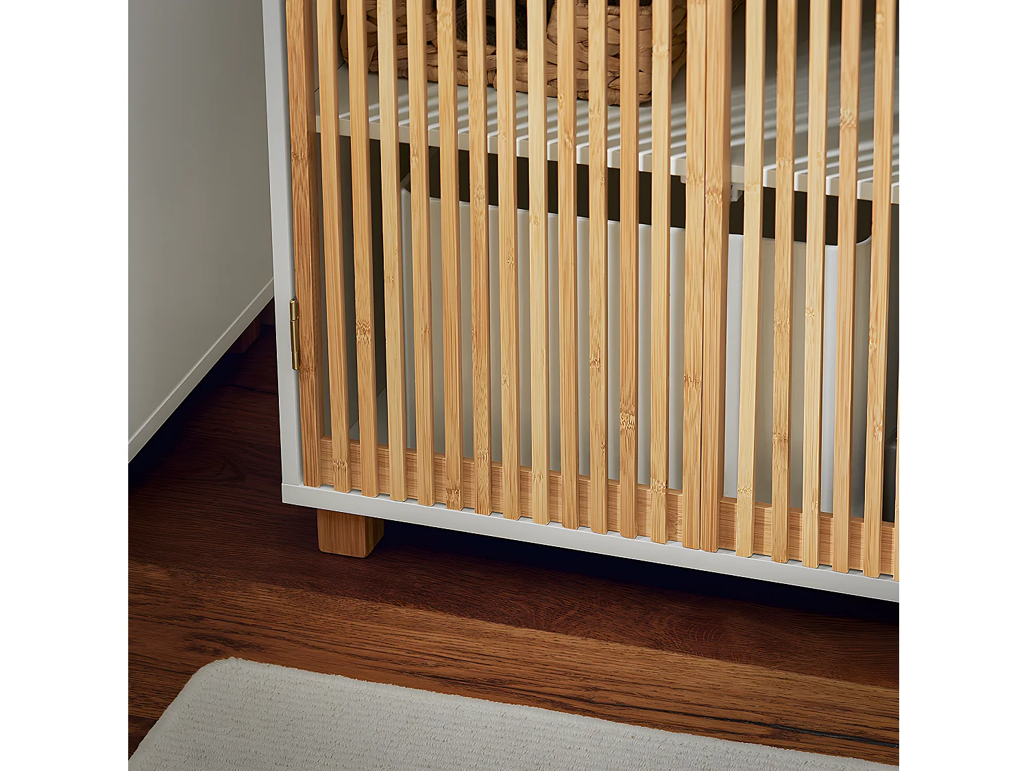 SoBuy BZR125-W Meuble sous Lavabo de Salle de Bain, Meuble sous Vasque à 2 Portes en Bambou, Meuble évier de Cuisine