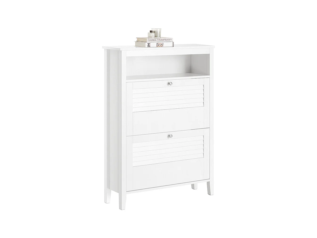 SoBuy FSR152-W Armoire à Chaussures Commode à Chaussures 2 Abattants Meuble de Rangement à Chaussures