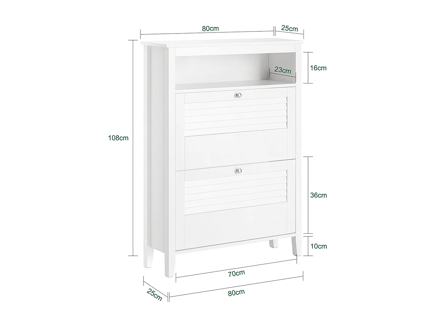 SoBuy FSR152-W Armoire à Chaussures Commode à Chaussures 2 Abattants Meuble de Rangement à Chaussures
