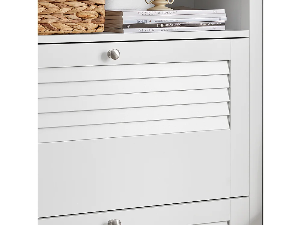 SoBuy FSR152-W Armoire à Chaussures Commode à Chaussures 2 Abattants Meuble de Rangement à Chaussures