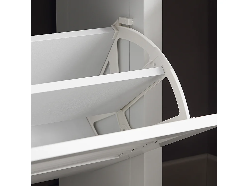 SoBuy FSR152-W Armoire à Chaussures Commode à Chaussures 2 Abattants Meuble de Rangement à Chaussures