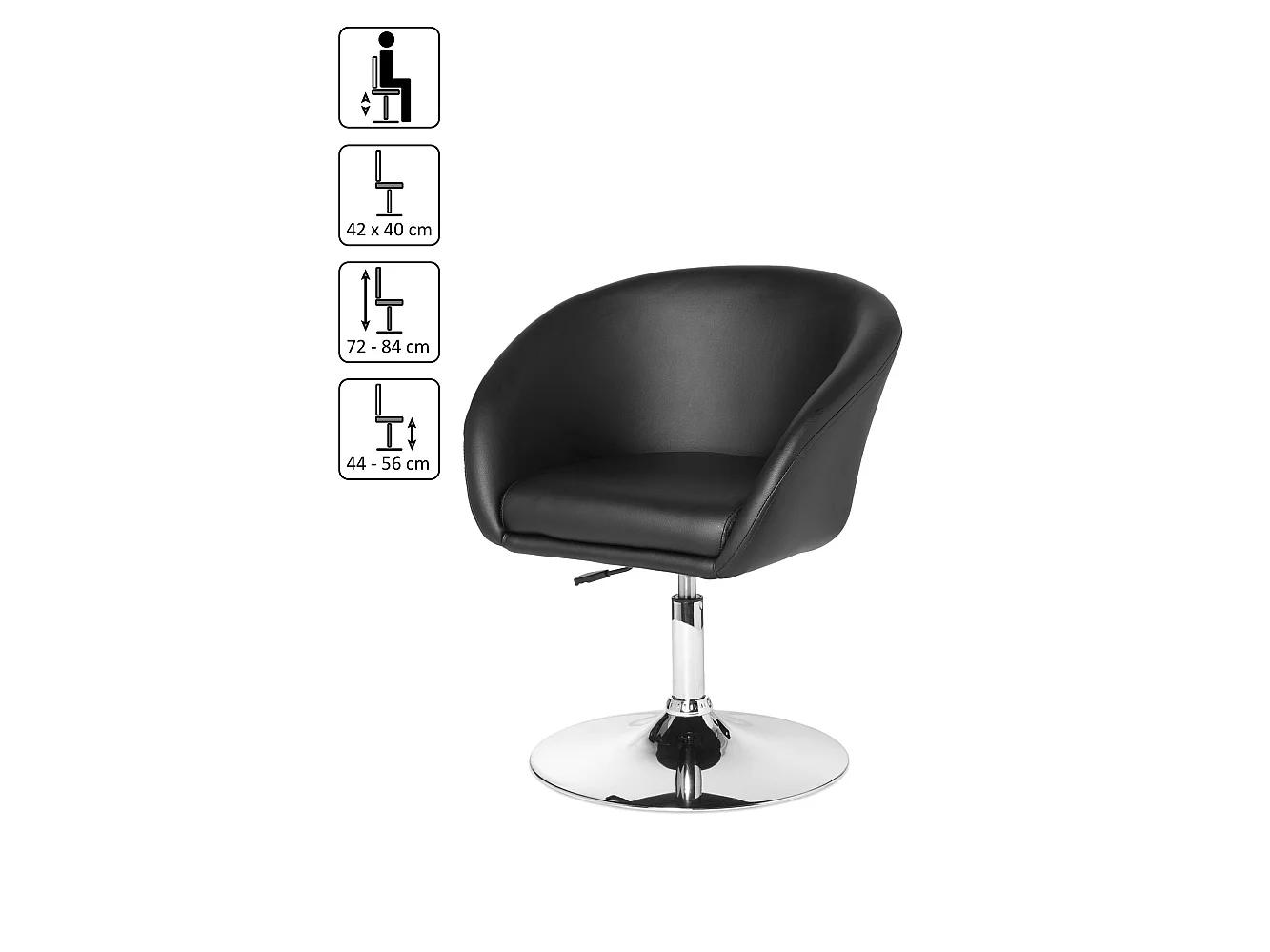 Chaise de salle à manger Fauteuil club Tournant 72 - 84 cm Chaise longue