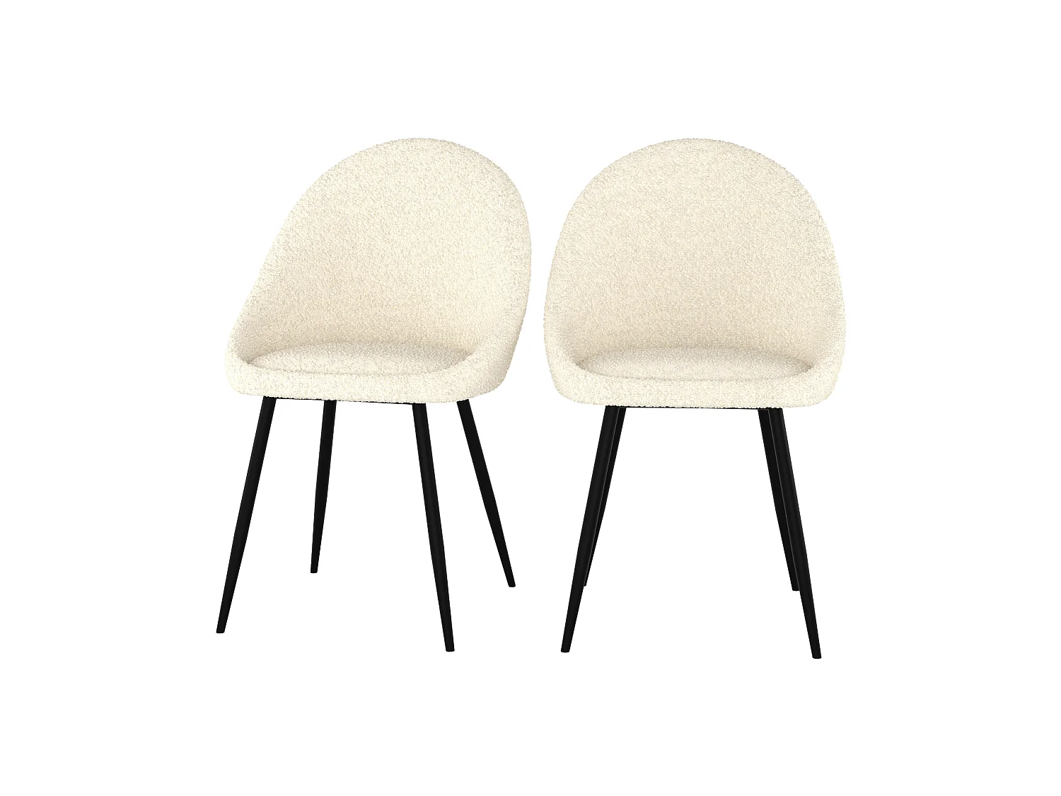 Set di 2 sedie in tessuto bouclé bianco sporco - Rona