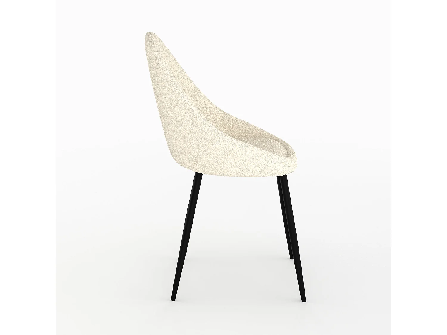 Set di 2 sedie in tessuto bouclé bianco sporco - Rona