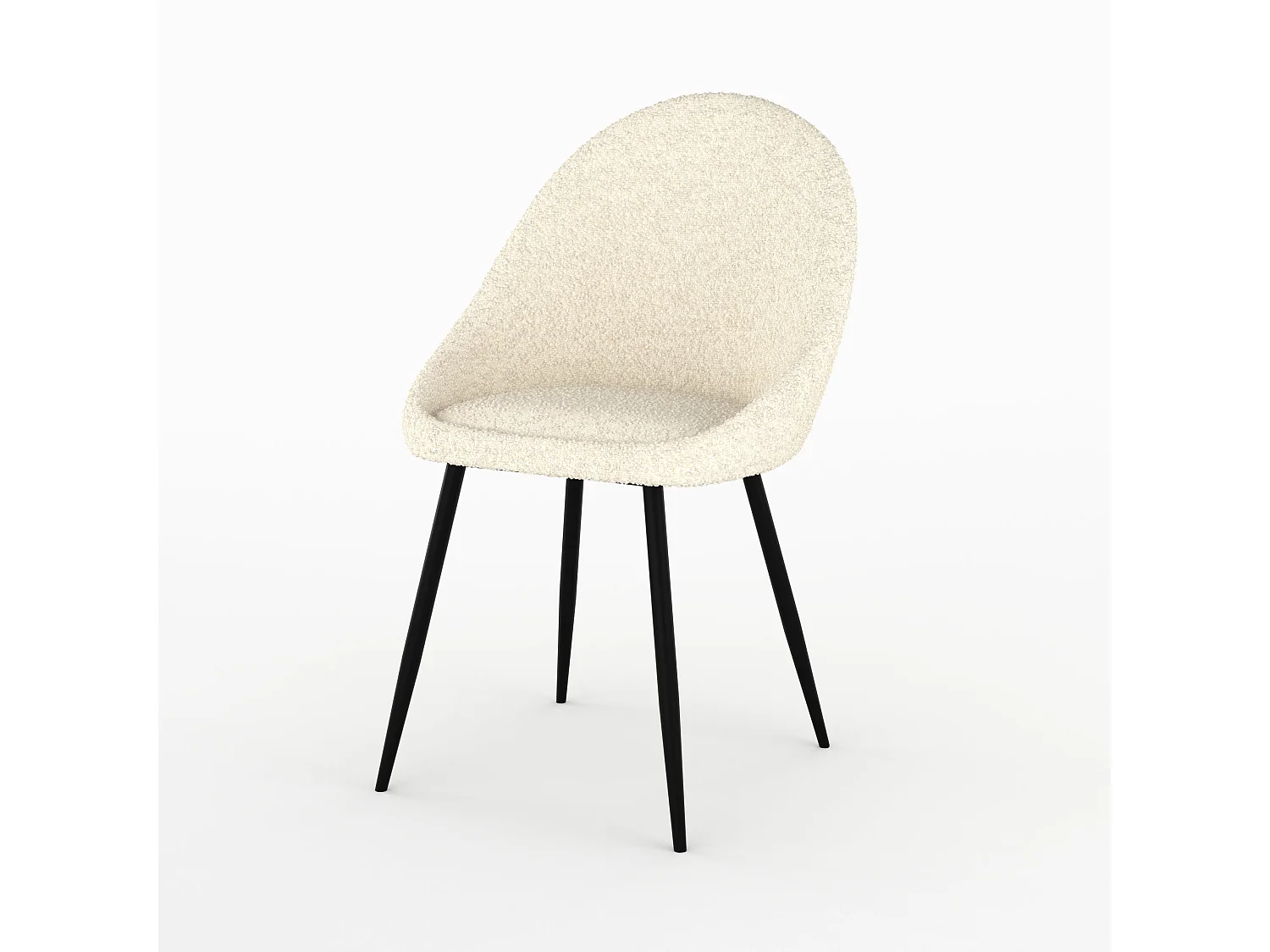 Set di 2 sedie in tessuto bouclé bianco sporco - Rona