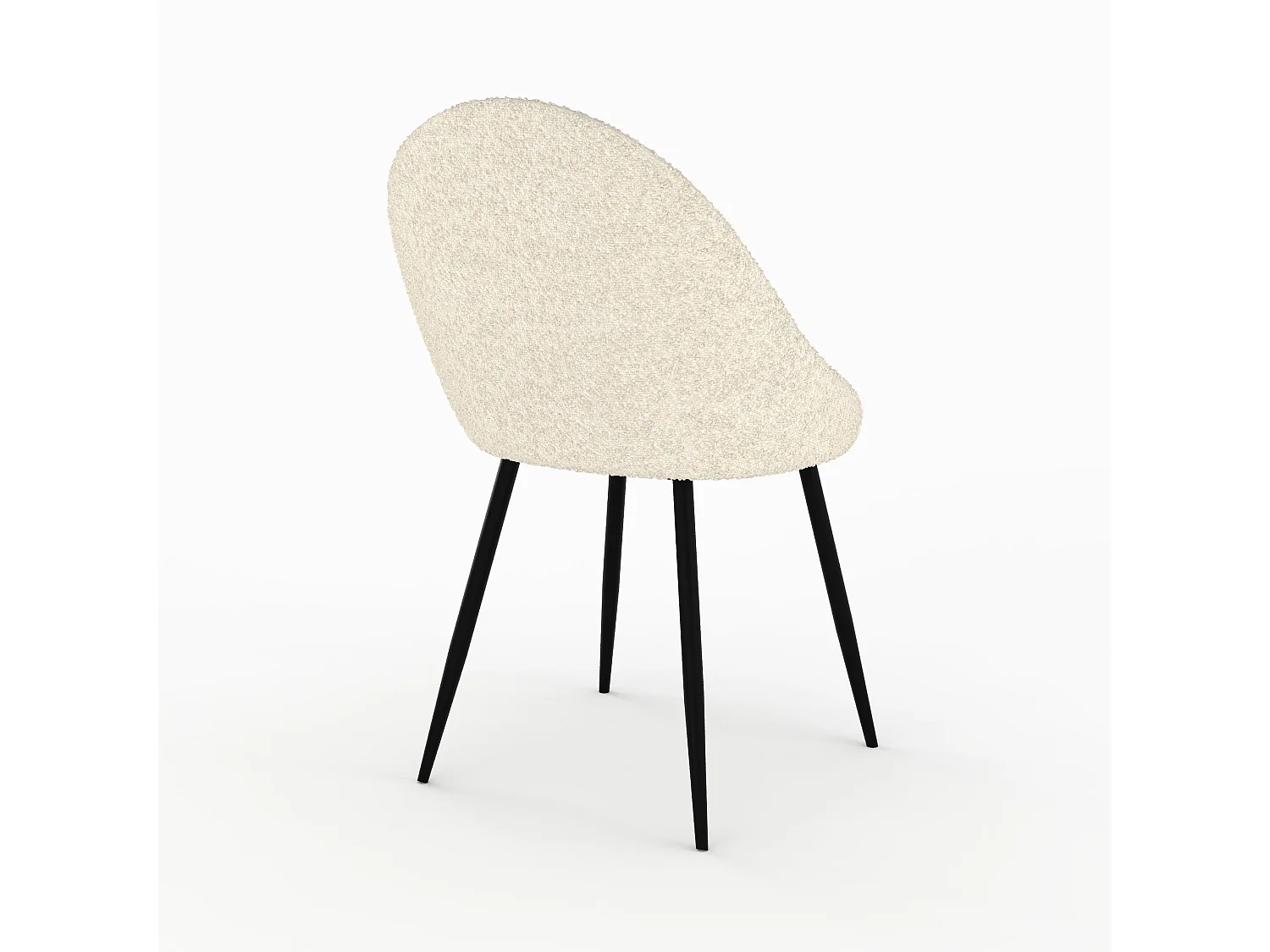 Set di 2 sedie in tessuto bouclé bianco sporco - Rona