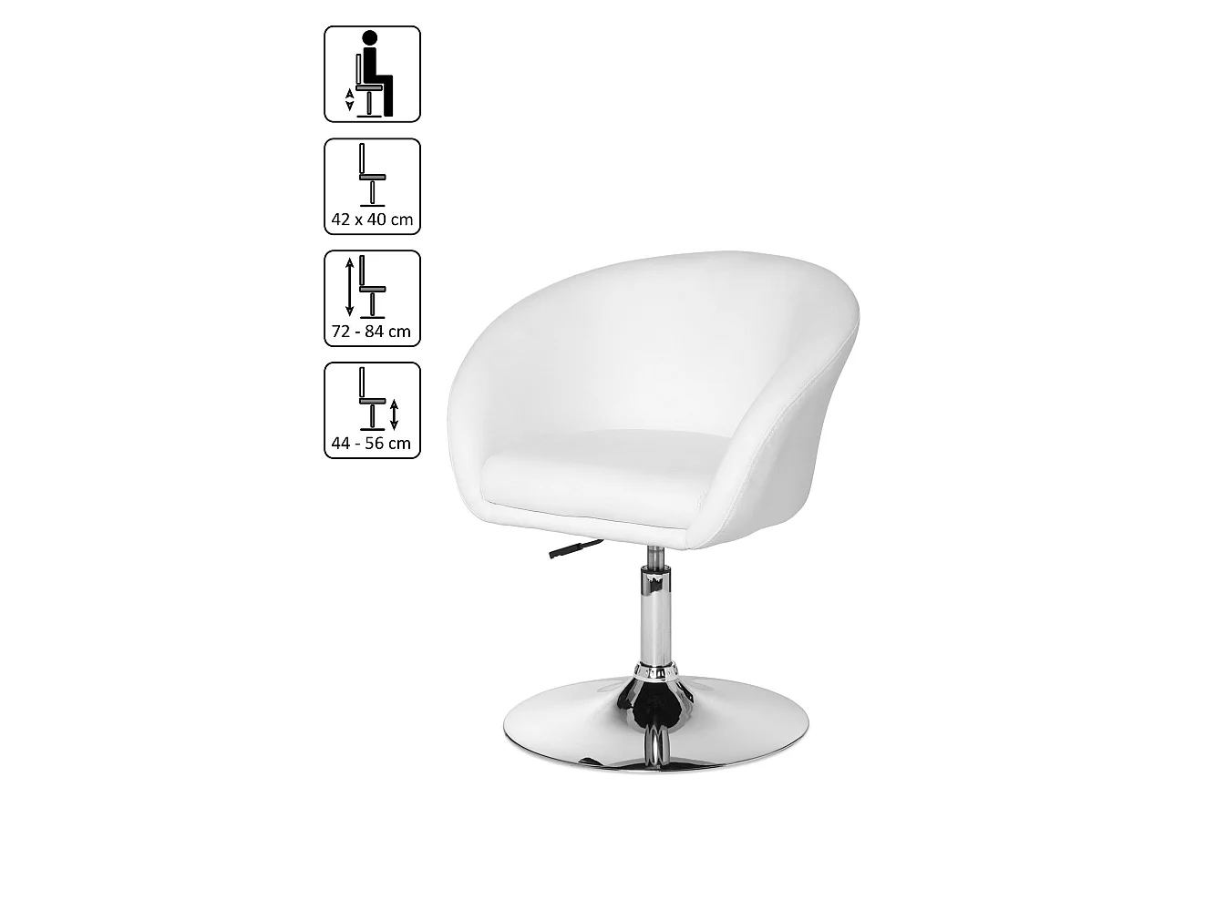 Chaise de salle à manger Fauteuil club Tournant 72 - 84 cm Chaise longue