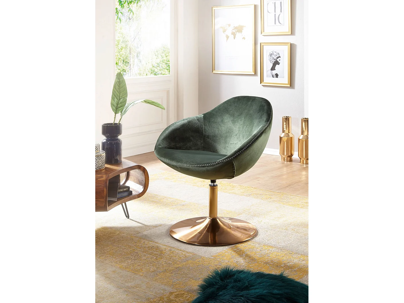 Loungesessel SIRAN Drehstuhl Clubsessel Samt Cocktailsessel Barsessel