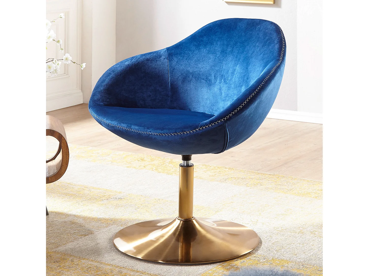 Fauteuil Club Pivotant en Velours 70x79x70 cm Confortable et Moderne - Capacité 120 kg