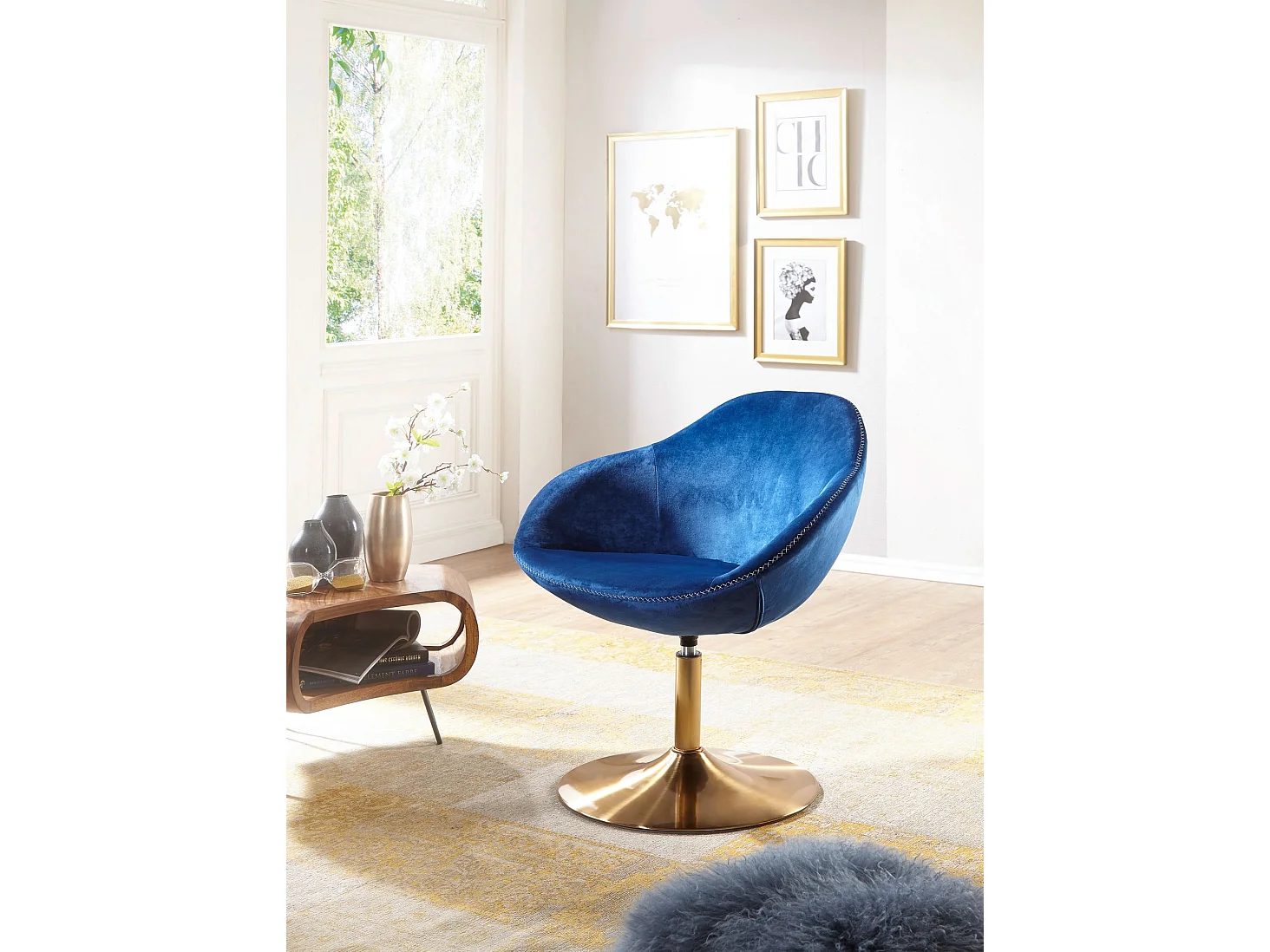 Fauteuil Club Pivotant en Velours 70x79x70 cm Confortable et Moderne - Capacité 120 kg
