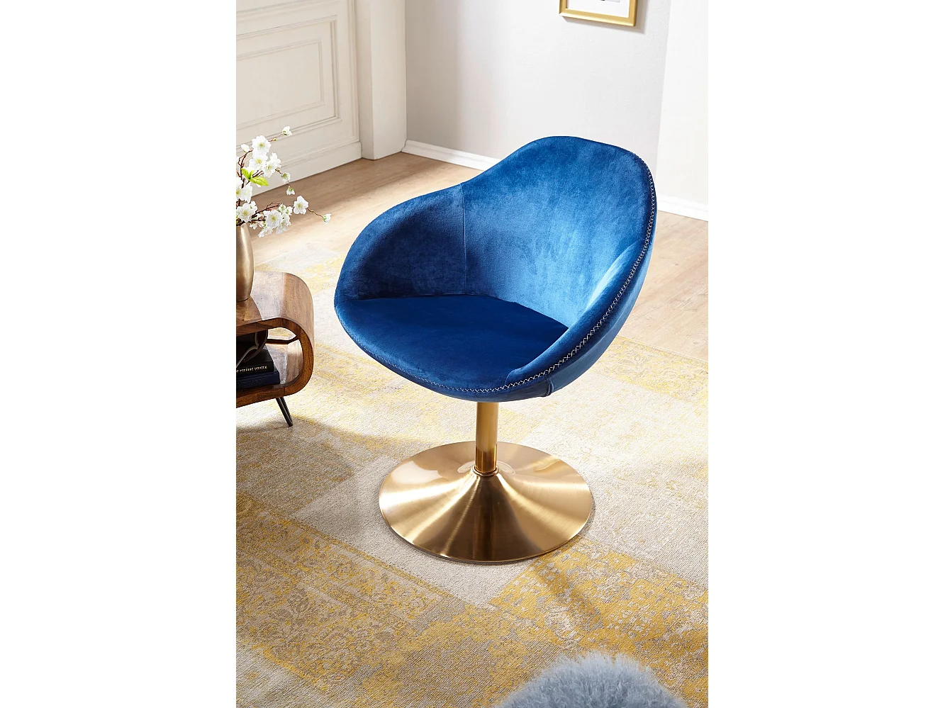 Fauteuil Club Pivotant en Velours 70x79x70 cm Confortable et Moderne - Capacité 120 kg