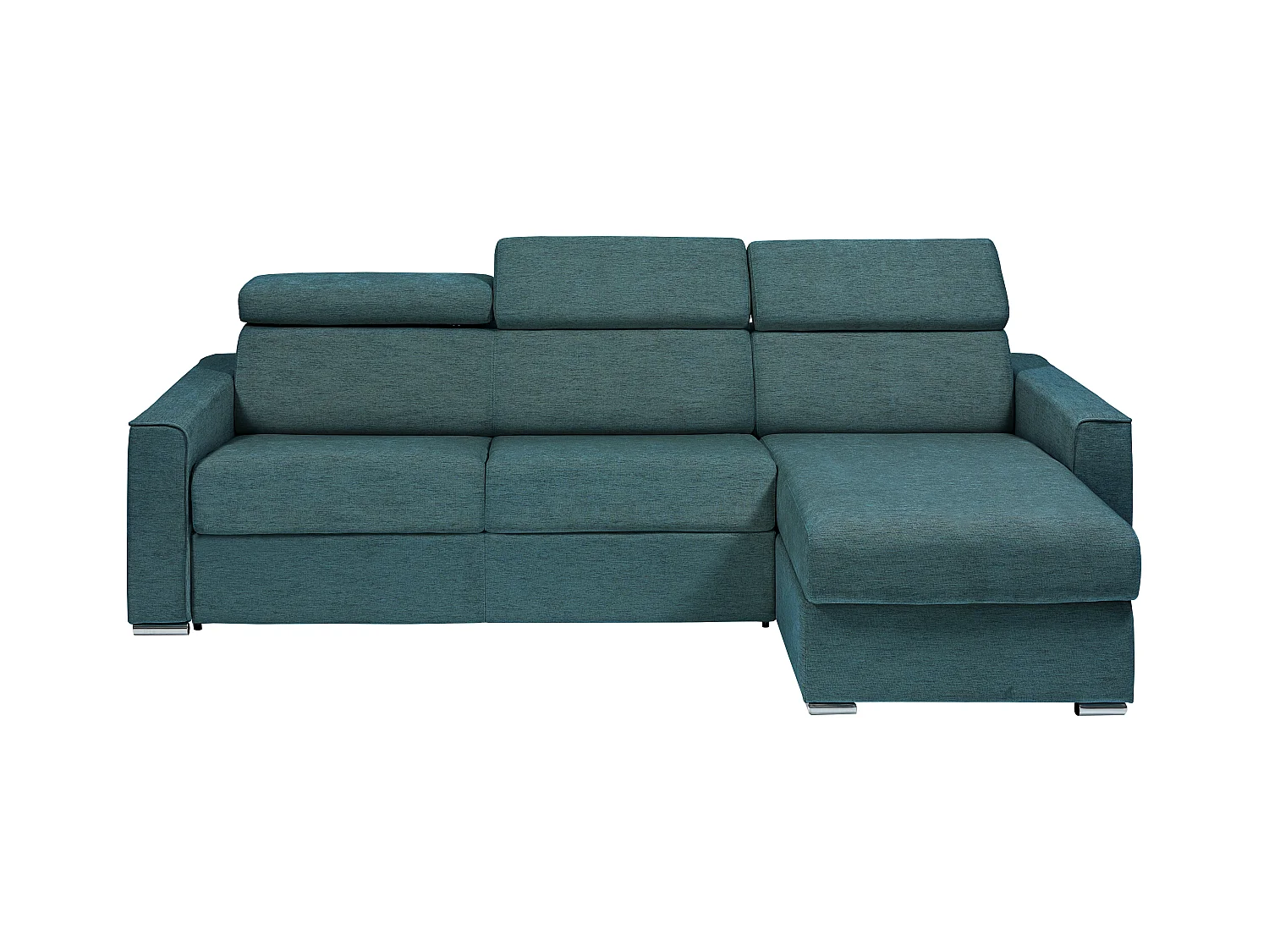 Canapé d'angle réversible convertible express en tissu bleu - Couchage 140 cm - Matelas 18 cm - VIZIR