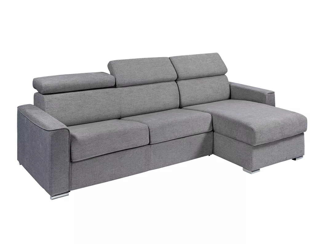 Kauf Unique Ecksofa mit Matratze - Ecke wechselbar - Stoff - Grau - Liegefläche mit Lattenrost mit breiten Latten 140 cm - Matratze 18 cm - VIZIR