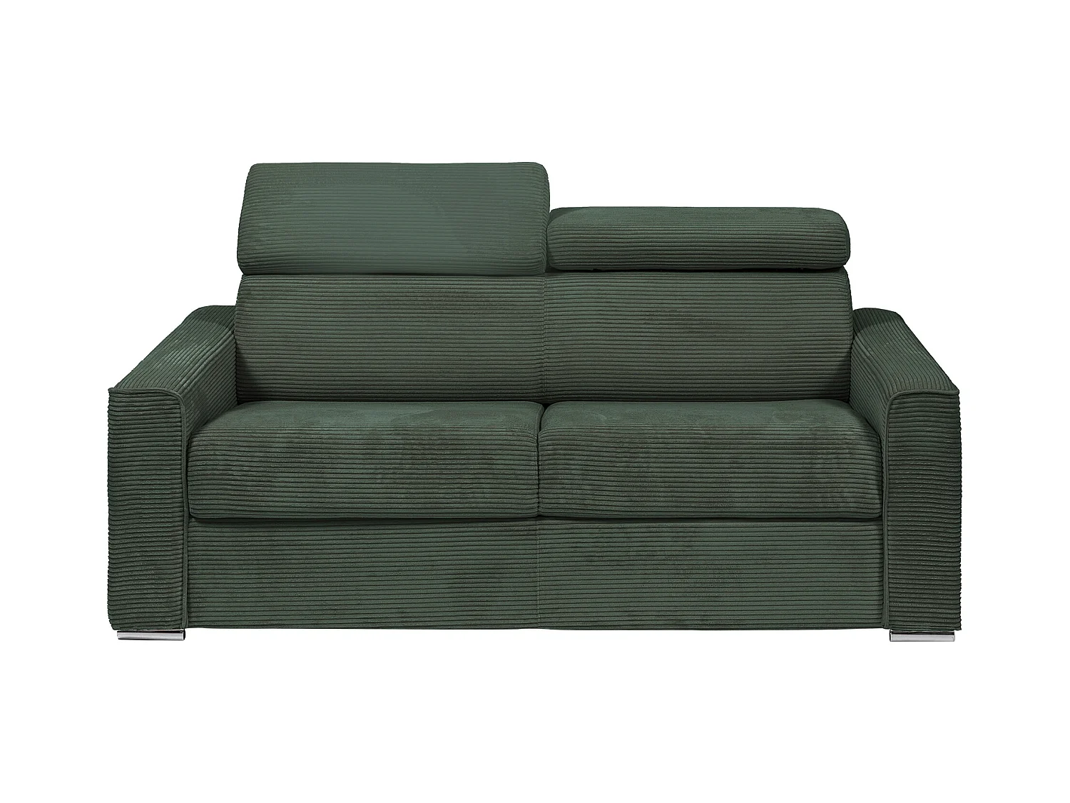 Canapé 3 places convertible express en velours côtelé vert - Couchage 140 cm - Matelas 18 cm - VIZIR