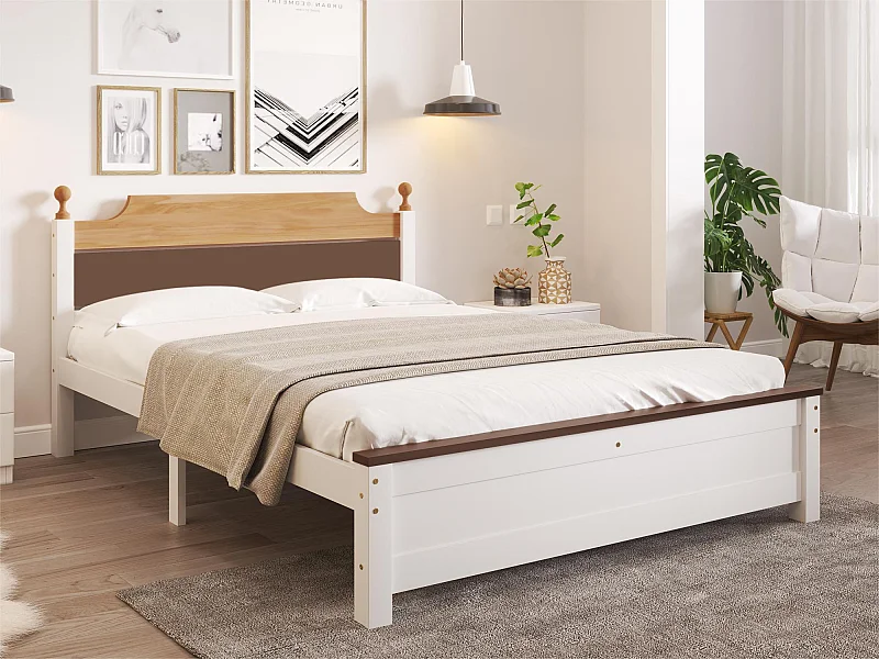 Letto singolo 140x200 cm struttura in legno - Marrone