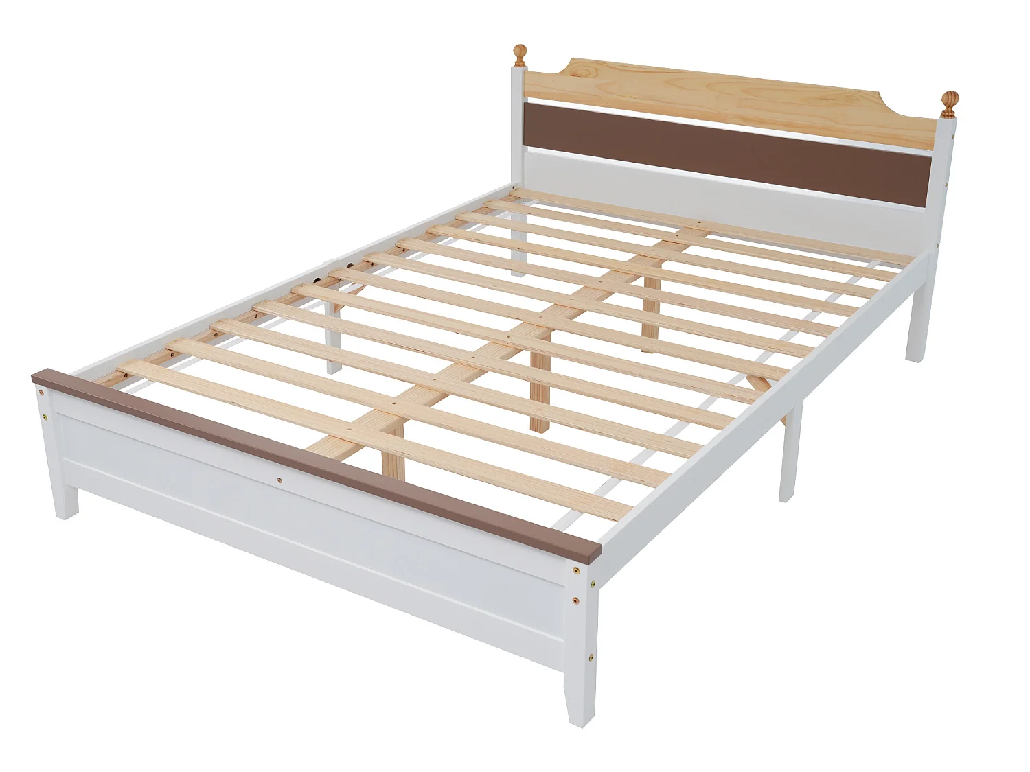 Lit simple 140x200cm cadre en bois - Marron