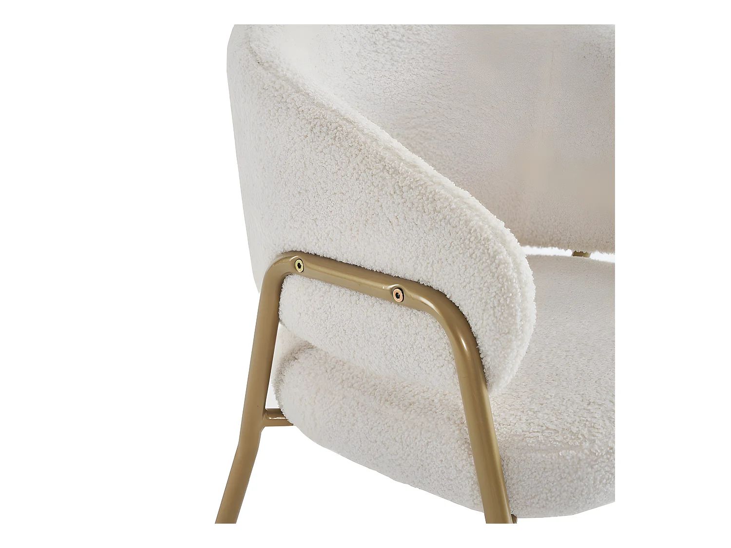 Stoel - sherpa stof - gouden poten - beige