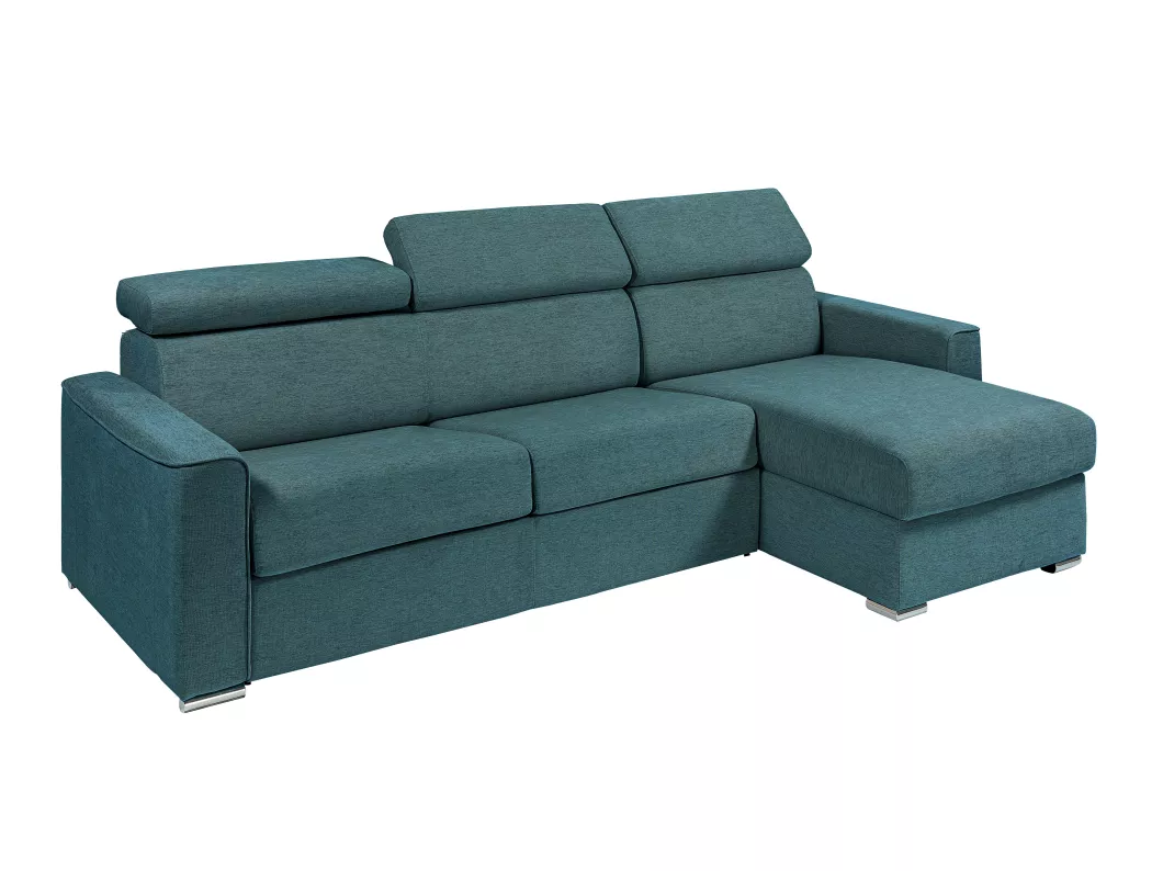 Kauf Unique Ecksofa mit Matratze - Ecke wechselbar - Stoff - Blau - Liegefläche 140 cm - Matratze 22 cm - Memory Schaum - VIZIR