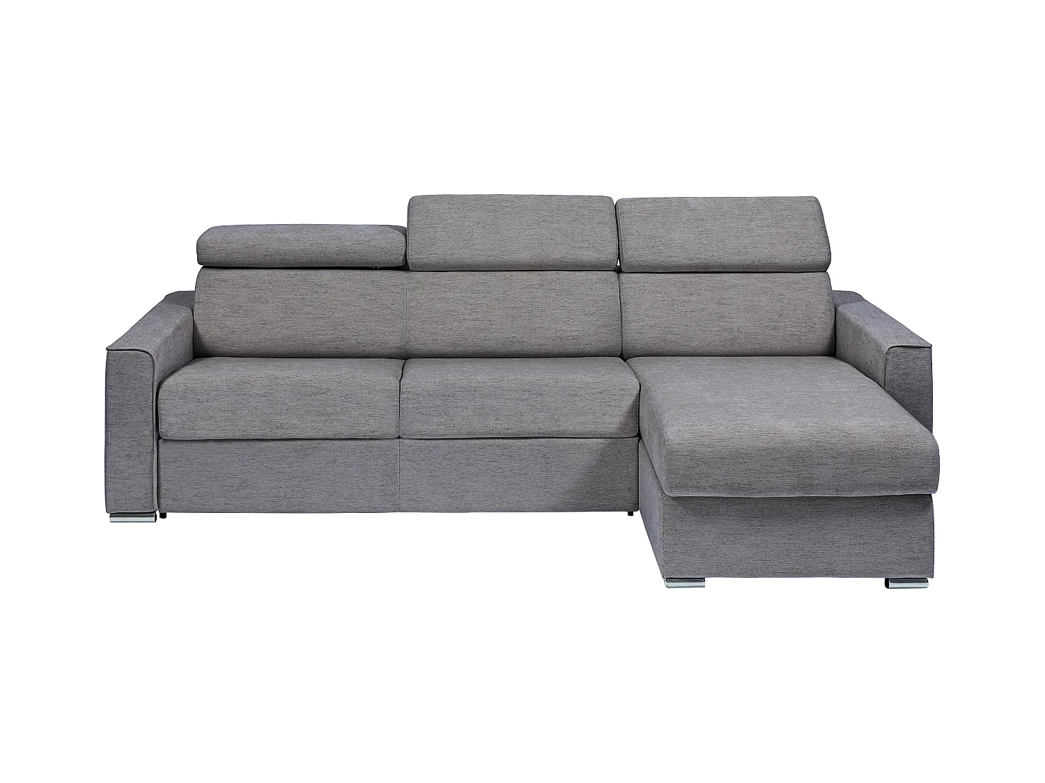 Ecksofa mit Matratze - Ecke wechselbar - Stoff - Grau - Liegefläche 140 cm - Matratze 22 cm - Memory Schaum - VIZIR