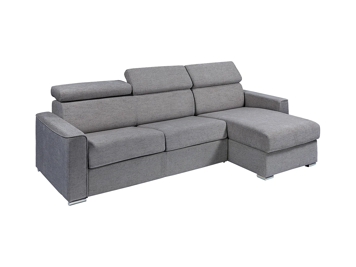 Ecksofa mit Matratze - Ecke wechselbar - Stoff - Grau - Liegefläche 140 cm - Matratze 22 cm - Memory Schaum - VIZIR