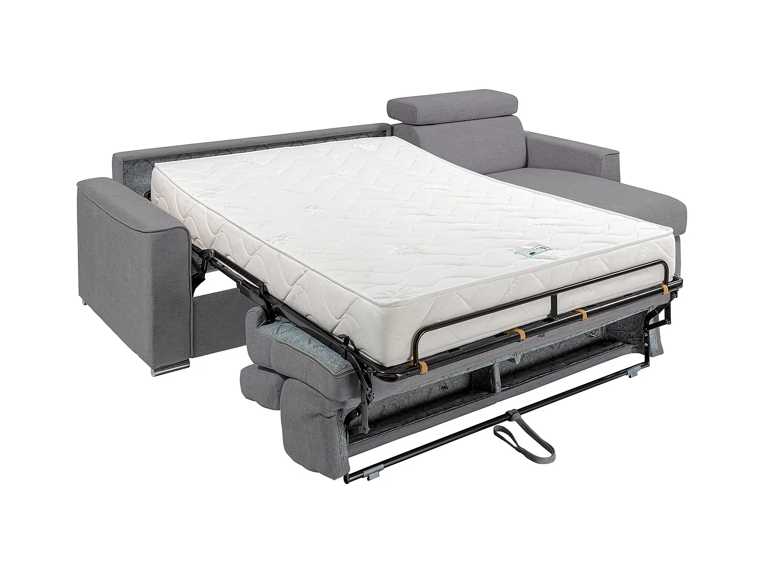 Ecksofa mit Matratze - Ecke wechselbar - Stoff - Grau - Liegefläche 140 cm - Matratze 22 cm - Memory Schaum - VIZIR