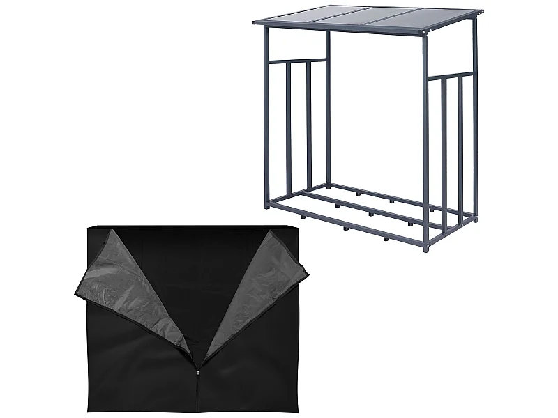 Scaffale portalegna da ardere deposito 145x145x70cm legnaia capannone in metallo