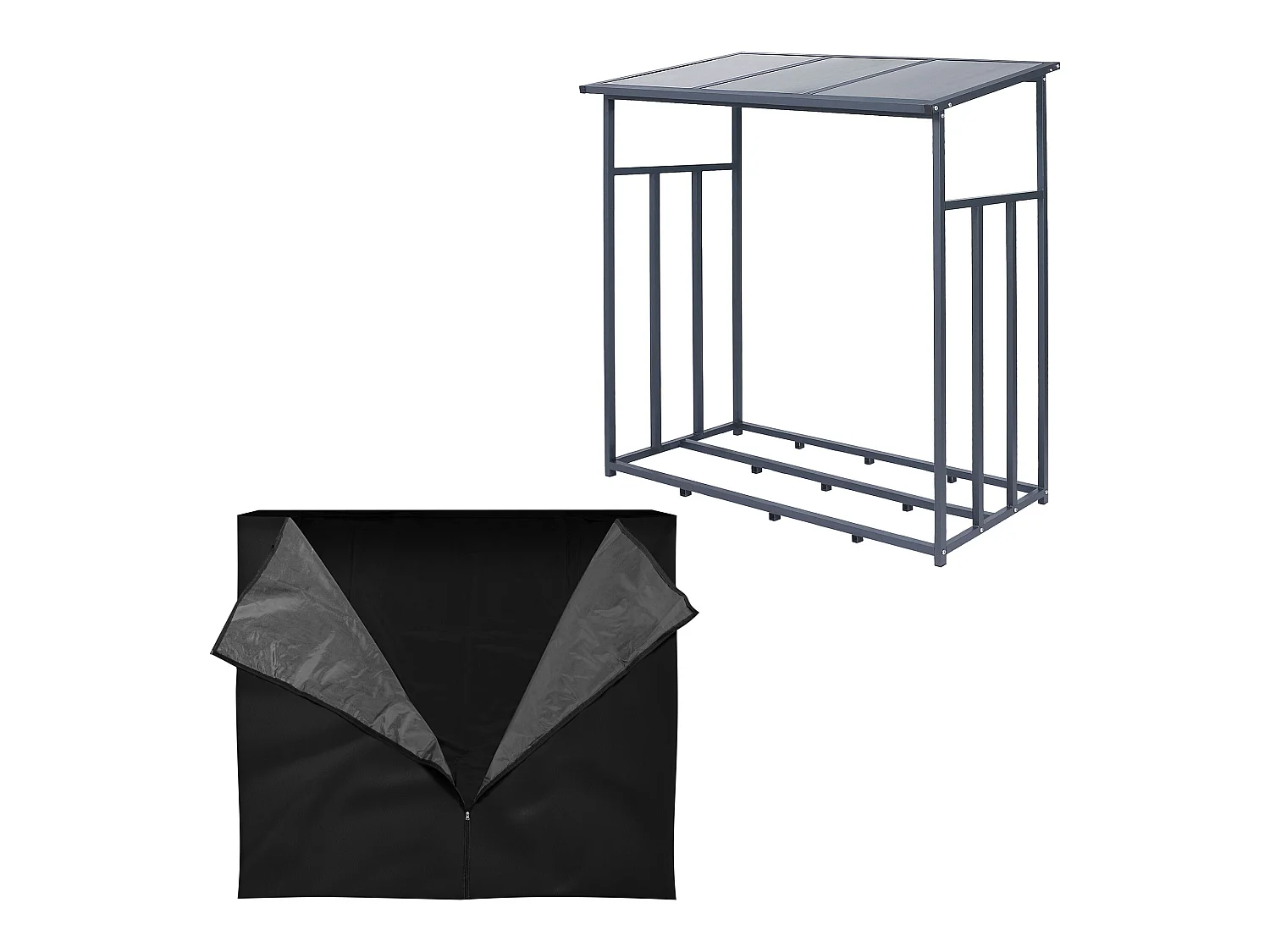 Scaffale portalegna da ardere deposito 145x145x70cm legnaia capannone in metallo