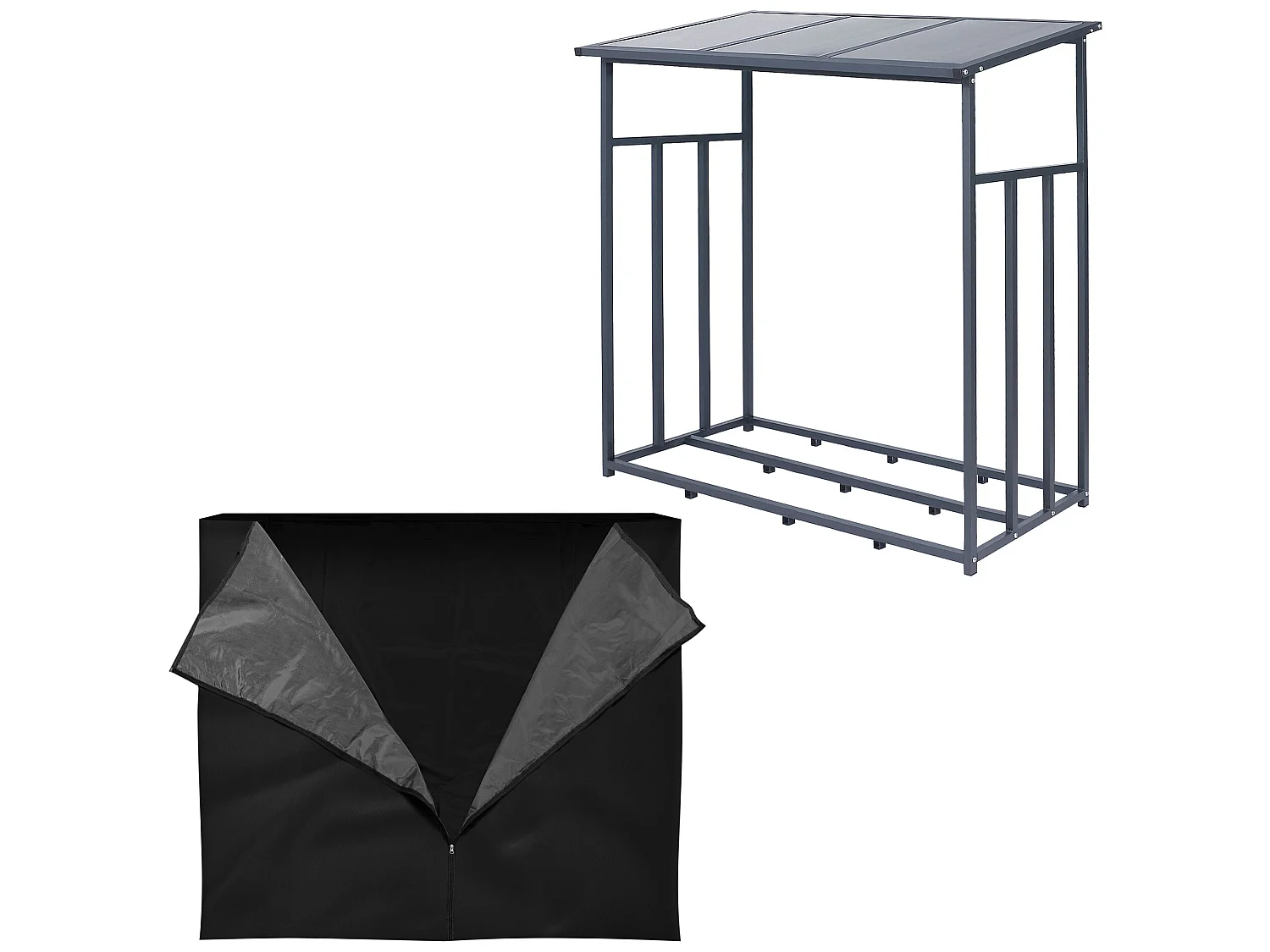 Abri pour bois de chauffage étagère stockage de bois de cheminée 145x145x70 cm