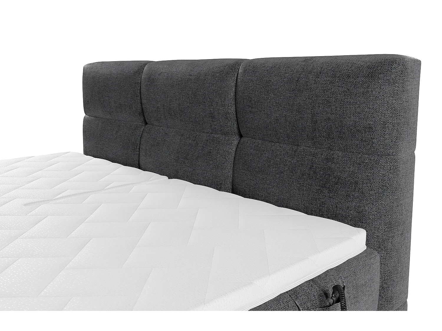 Boxspring-hoofdbord + elektrische lattenbodem + matras + opleg - 2 x 80 x 200 cm - antraciet - LODI by PALACIO