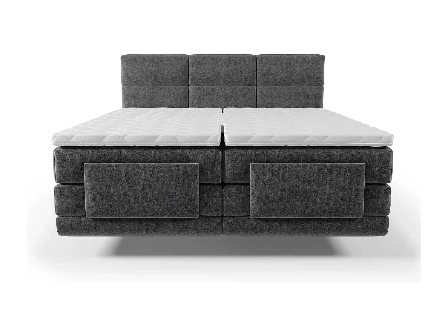 Hoofdbord met boxspring + elektrische lattenbodem + matras + opleg - 2 x 90 x 200 cm - antraciet - LODI by PALACIO