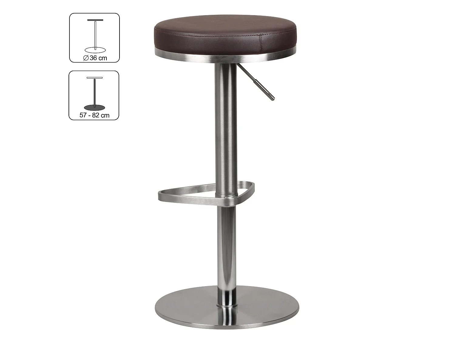 Tabouret de Bar Reglable 57 - 82 cm Chaise de Bar Tabouret Bistro Métal