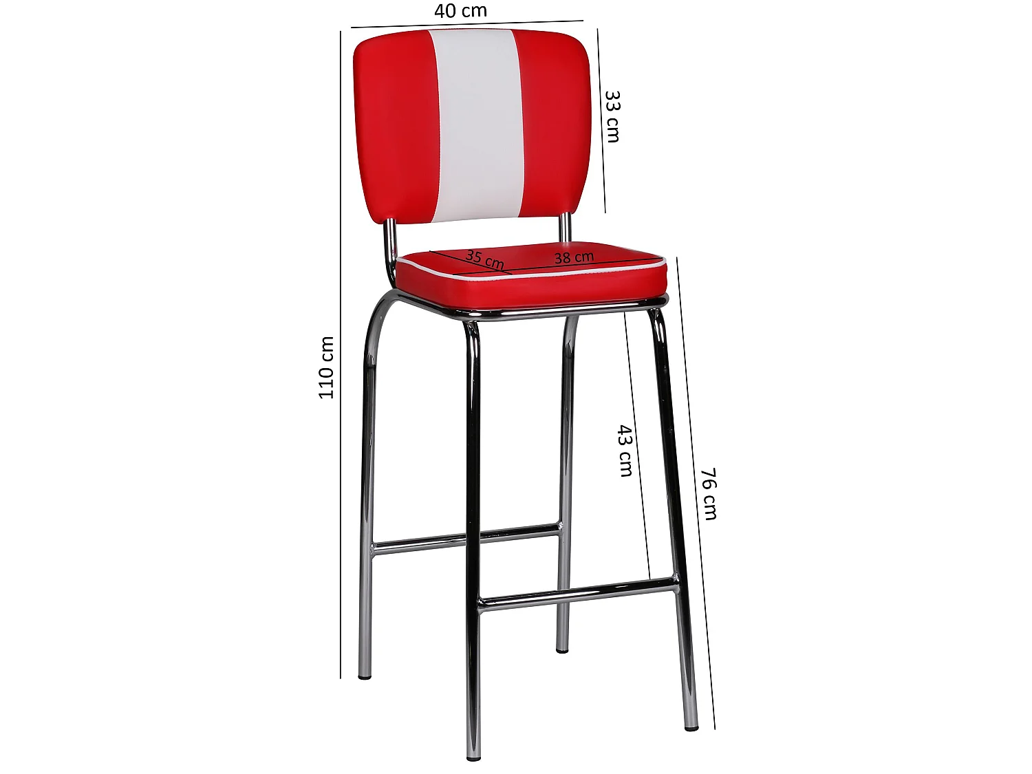 Sgabello da bar American Diner Ecopelle e Metallo Moderno Imbottito