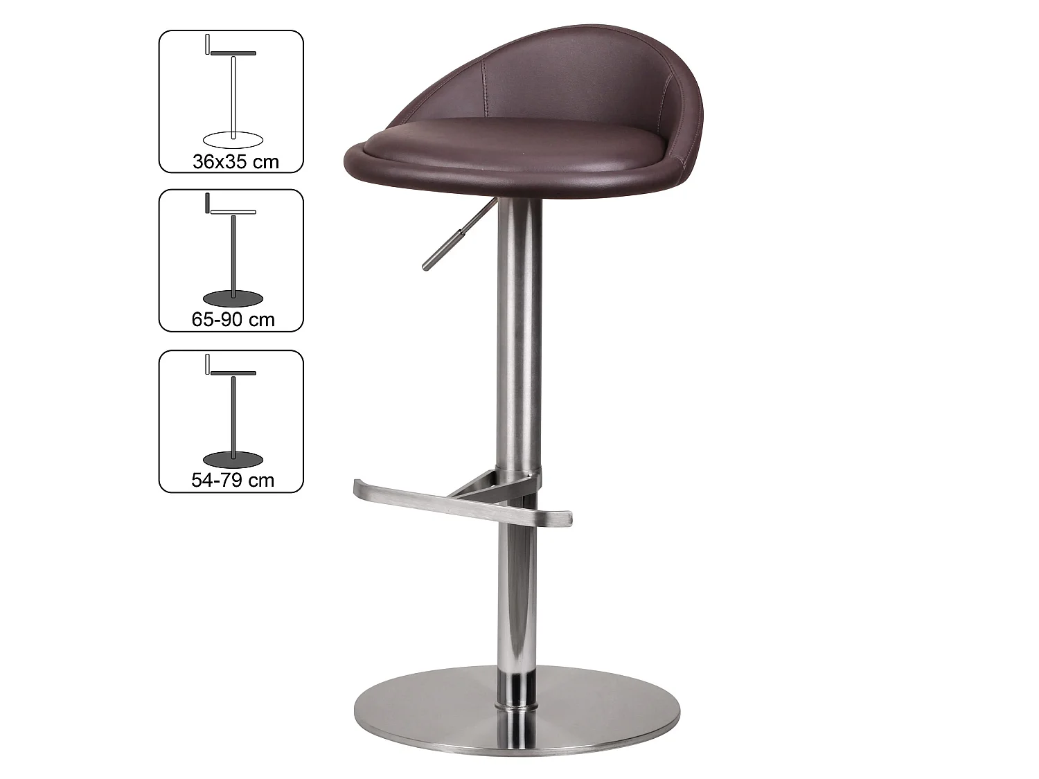 Sgabello da bar Finta pelle / Acciaio Sedie da pranzo Cucina Imbottito