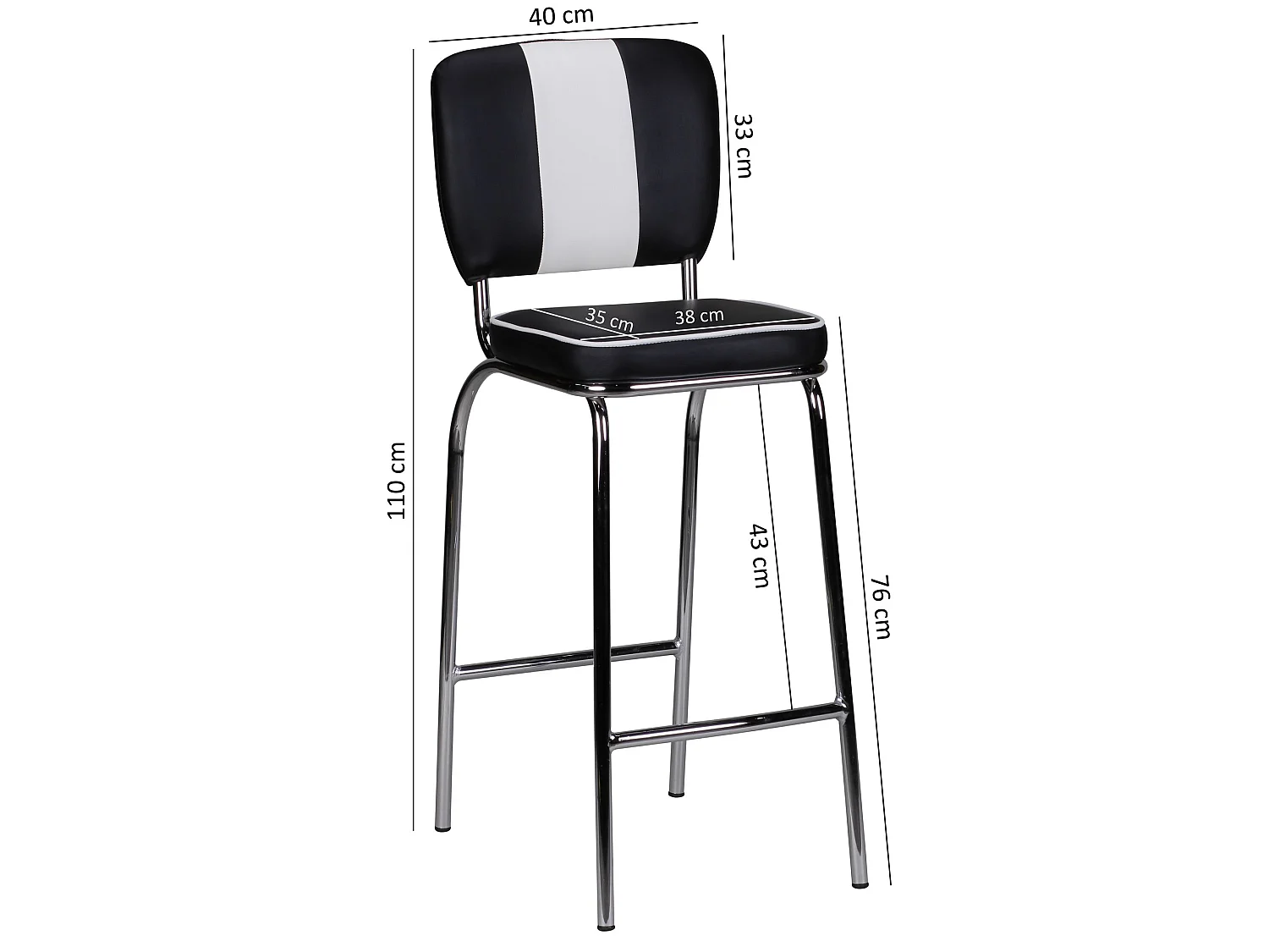 Sgabello da bar American Diner Ecopelle e Metallo Moderno Imbottito