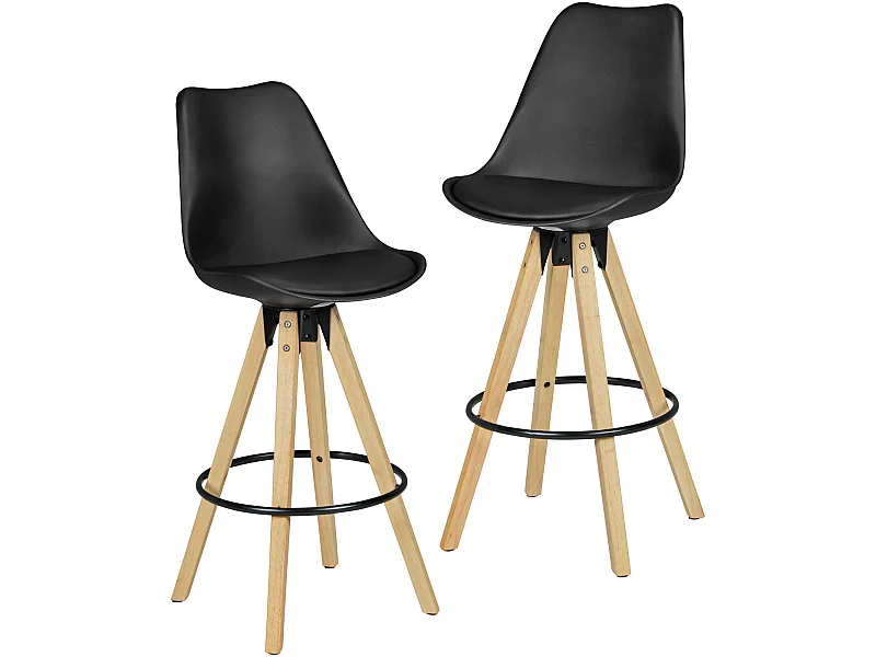Ensemble de 2 tabourets de bar bois rétro tissu design avec tabourets arrière