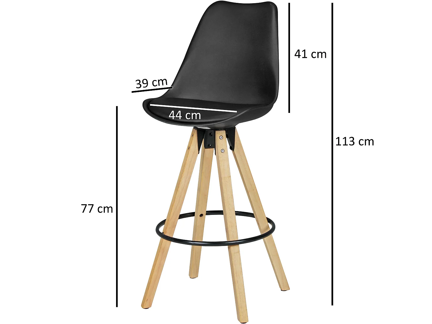 Ensemble de 2 tabourets de bar bois rétro tissu design avec tabourets arrière