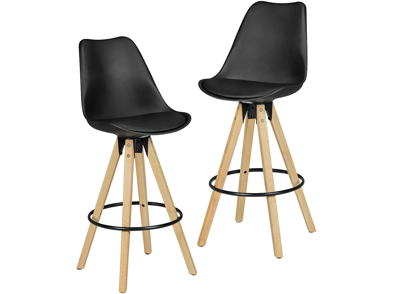 Ensemble de 2 tabourets de bar bois rétro tissu design avec tabourets arrière