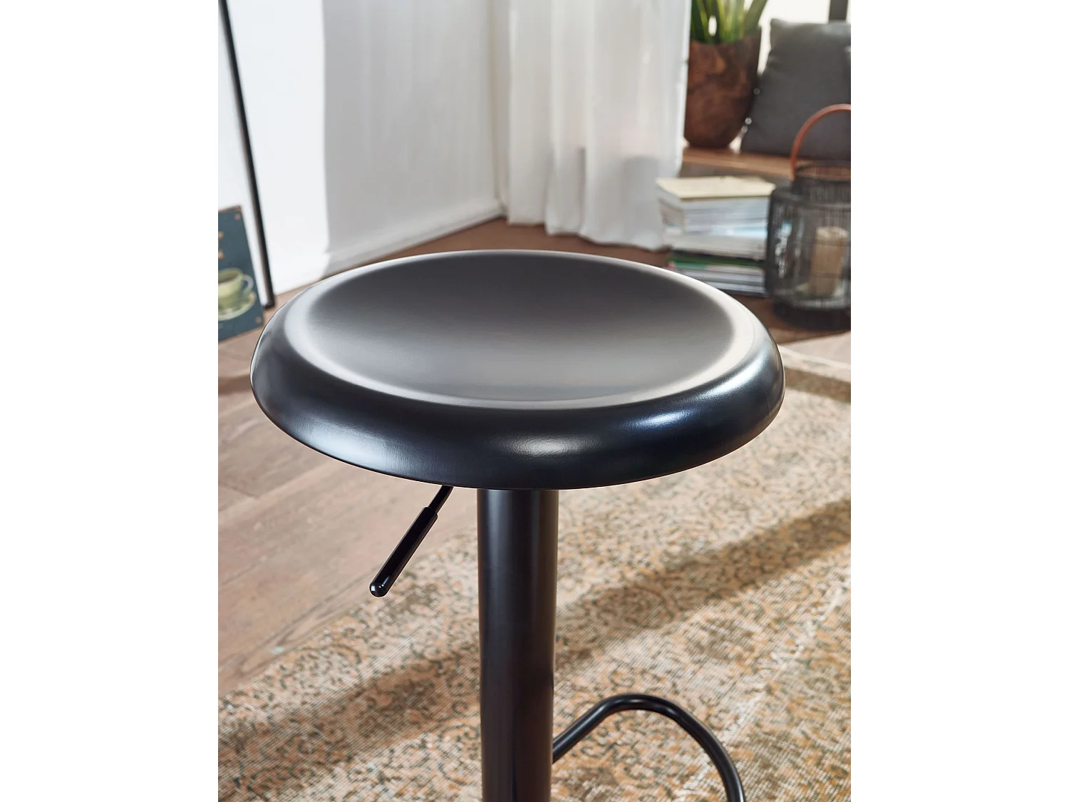 Tabouret de bar Tabouret noir Tabouret de bistrot en métal Tabouret de comptoir rond 100 kg
