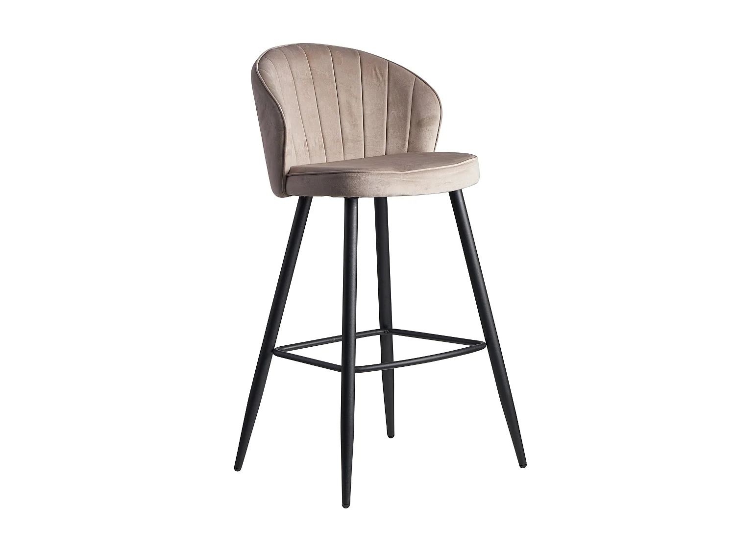 Tabouret de Bar Velours / Métal Chaise de Bar avec Dossier Rembourré