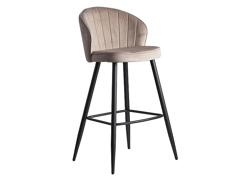 Tabouret de Bar Velours / Métal Chaise de Bar avec Dossier Rembourré