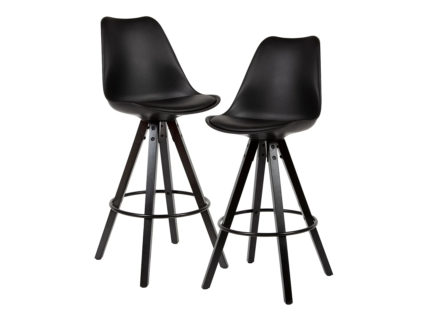 Tabouret de bar Scandinave Lot de 2 Plastique Bois Chaise de bar Noir