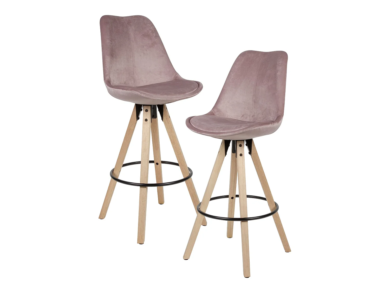 set di 2 sgabelli da bar sedia alta in velluto / legno con schienale 77cm sedia da bar in tessuto