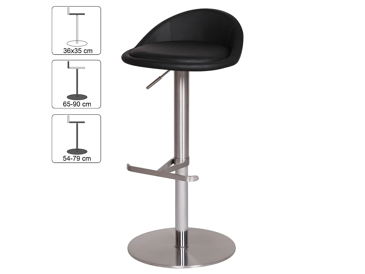 Sgabello da bar Finta pelle / Acciaio Sedie da pranzo Cucina Imbottito