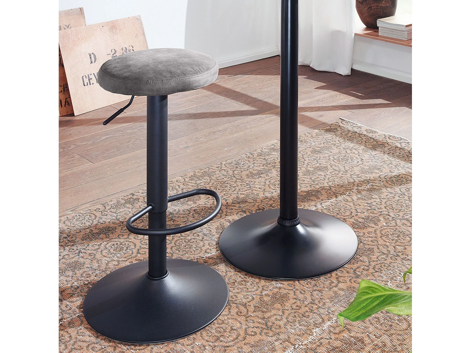 sgabello da bar sgabello effetto camoscio sgabello bistrot in tessuto / metallo 100 kg rotondo