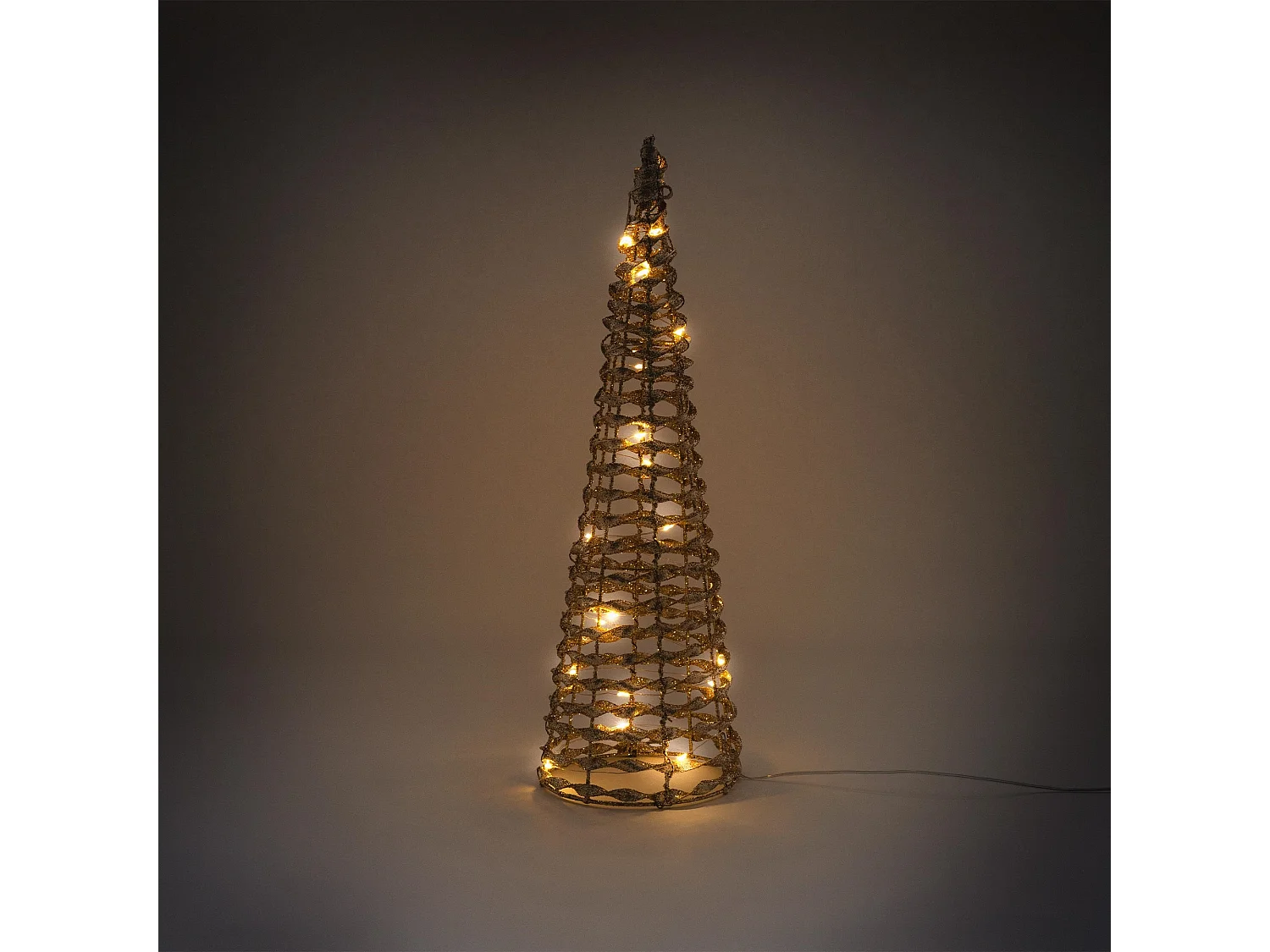 3 Cônes lumineux LED décoration de Noël pyramide d'hiver doré 40cm 60cm 80cm